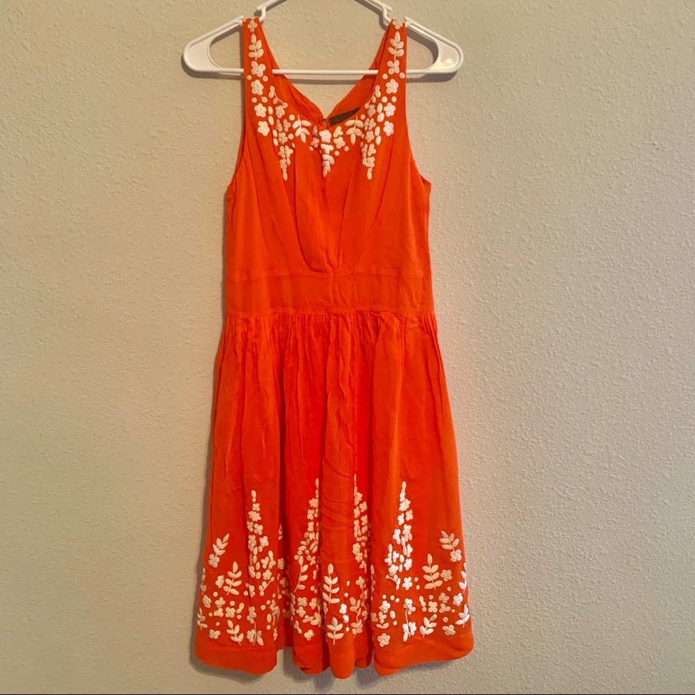 NWOT Great Plains Papaya Embroidered Casual Dress
